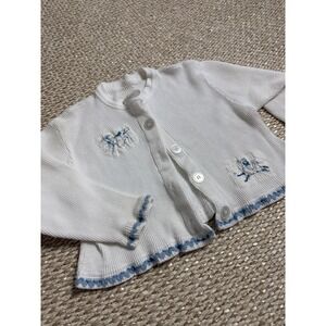 Three Girls waffle Knit Cardigan Farm Animal Cow Lamb vintage 90's Cottagecore 3